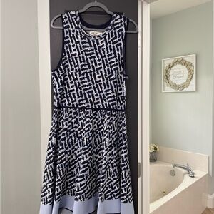 Eliza J Black and White Geometric Midi Dress